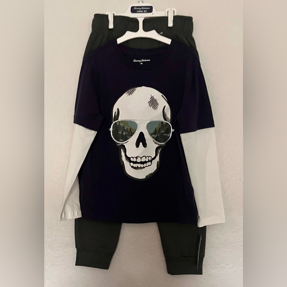 Tommy Bahama Kids Long Sleeve Skull Tee Set